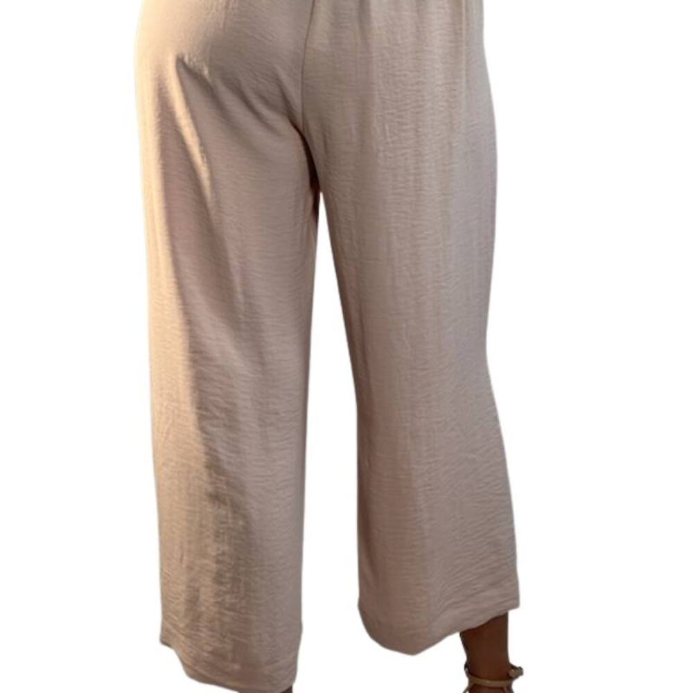 New Pink Wide Leg Pull On Ankle Length Flowing Pants with Pockets - Picture 3 of 3